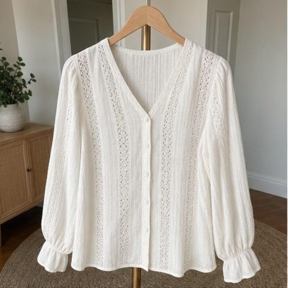 Ivory V Neck Top